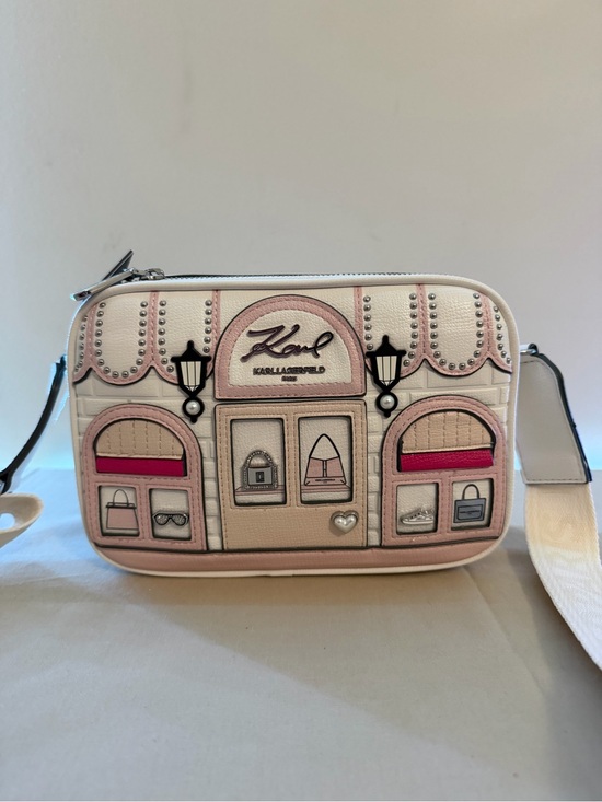 Karl Lagerfeld Handbags - Karl Lagerfeld Cream & Pink Boutique Appliqué Crossbody